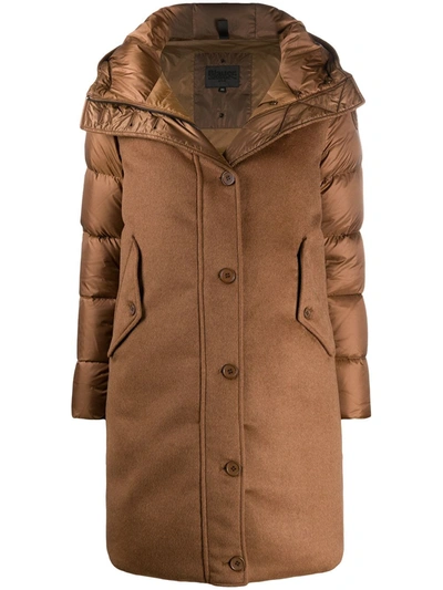 Blauer Contrast-panel Down Parka Coat In Neutrals
