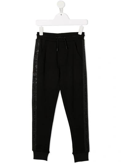 Karl Lagerfeld Teen Logo-tape Track Trousers In Black