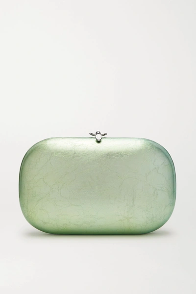 Jeffrey Levinson Elina Plus Textured Silver And Enamel-plated Chrome Clutch In Mint