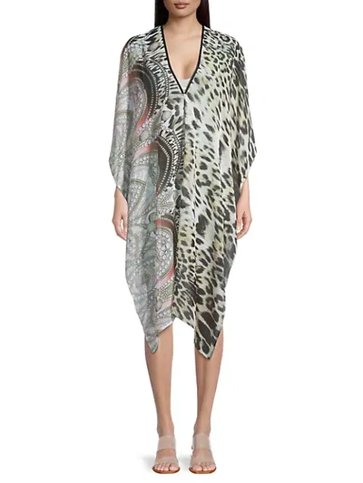 La Fiorentina Printed High-low Coverup In Yellow Green