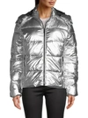 Marc New York Metallic Hooded Puffer Jacket In Silver