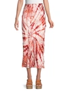 Free People Bali Serious Swagger Tie Dye Velvet Midi Pencil Skirt In Spice Combo