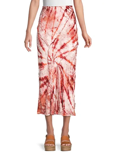 Free People Bali Serious Swagger Tie Dye Velvet Midi Pencil Skirt In Spice Combo