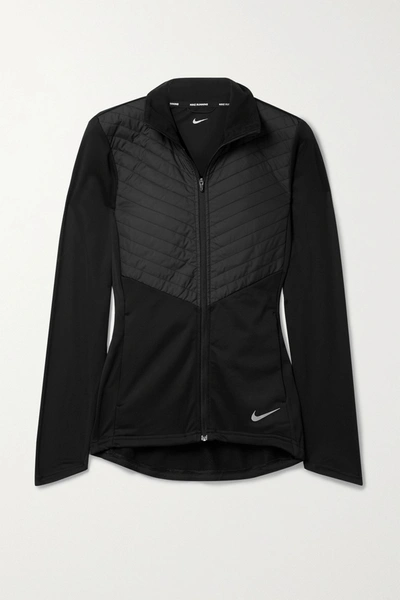 Nike Quilted Shell And Stretch-jersey Jacket In Black