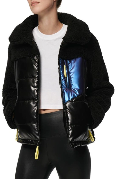 Marc New York Faux Shearling &amp; Puffer Quilt Jacket In Black/ Black