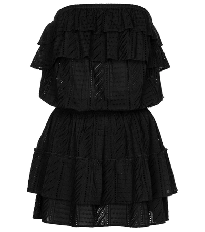 Melissa Odabash Mia Cotton Strapless Mini Cover Up Dress In Black