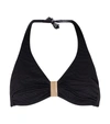 Melissa Odabash Provence Embellished Stretch-piqué Halterneck Bikini Top In Pique Black