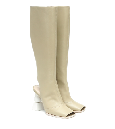 Jacquemus Les Bottes Olive Knee-high Leather Boots In Green