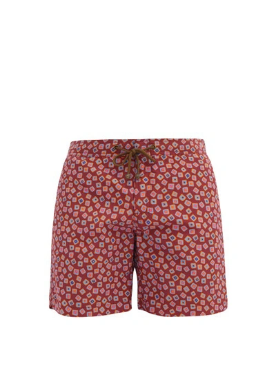 Charvet X Thorsun Men's Square-print Swim Shorts, Red