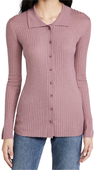 Sablyn Reign Cashmere Rib Knit Cardigan In Rose