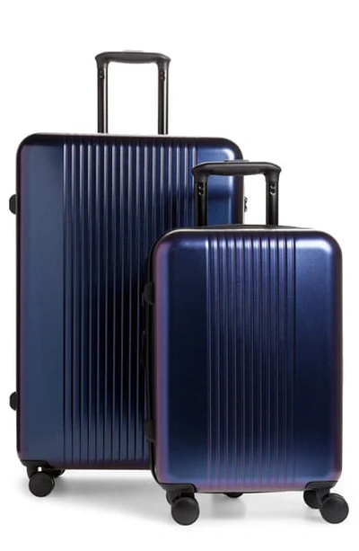 Nordstrom 2-piece Chevron 29-inch & 20-inch Spinner Luggage Set In Midnight Mauve