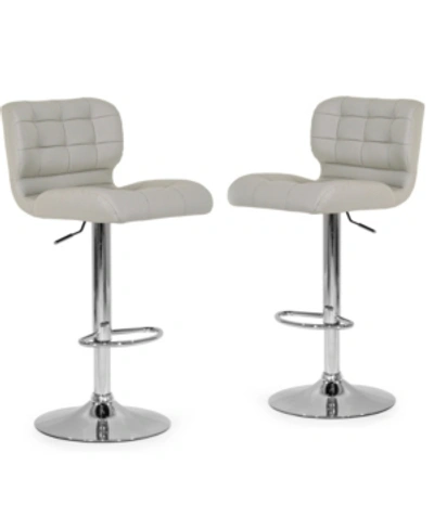 Glamour Home Set Of 2 Adler Ashy Color Light Taupe Adjustable Height Bar Stool In Pewter
