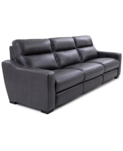 Furniture Gabrine 3-pc. Leather Sofa With 3 Power Recliners, Created For Macy's In Charcoal