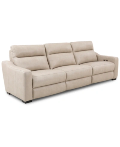 Furniture Gabrine 3-pc. Leather Sofa With 3 Power Recliners, Created For Macy's In Ivory