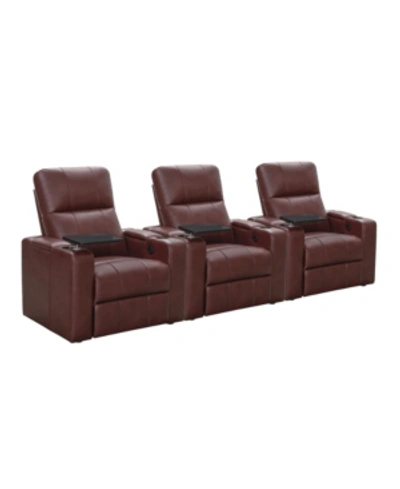 Abbyson Living Thomas Power Faux Leather Recliner, Set Of 3 In Red 1