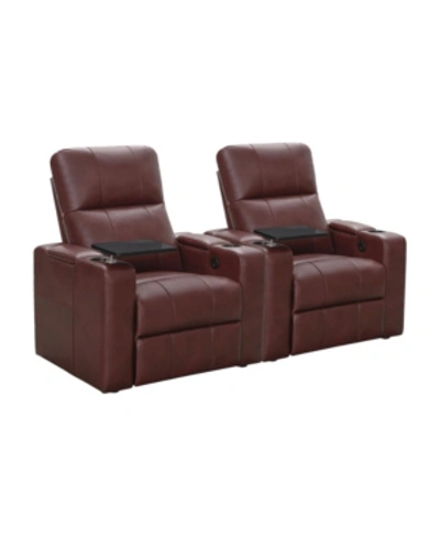 Abbyson Living Thomas Power Faux Leather Recliner, Set Of 2 In Red 1