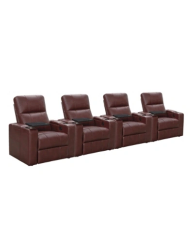 Abbyson Living Thomas Power Faux Leather Recliner, Set Of 4 In Red 1