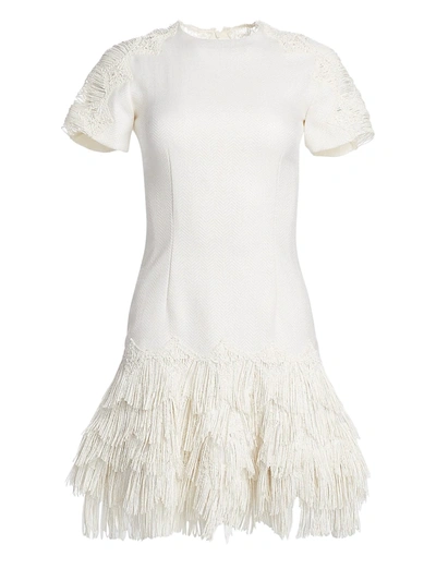 Jonathan Simkhai Wool-blend Macramé Mini Dress In White
