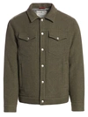 Brunello Cucinelli Men's Cashmere & Wool Trucker Jacket In Army Green