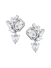Adriana Orsini Women's Rhodium-plated Sterling Silver Cubic Zirconia Cluster Clip-on Earrings