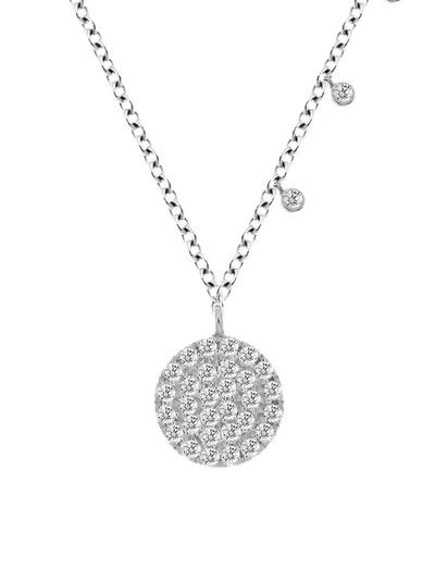 Meira T 14k White Gold Diamond Disc Pendant Necklace