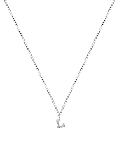 Meira T 14k White Gold Diamond Intial Pendant Necklace In Initial L