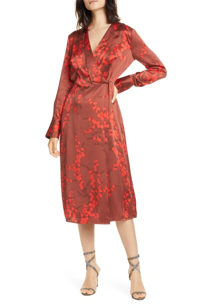 Equipment Floral-print Silk-charmeuse Wrap Dress In Smk Papr M