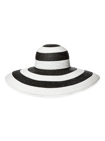 Eric Javits Women's Stripe Floppy Sun Hat In White Black