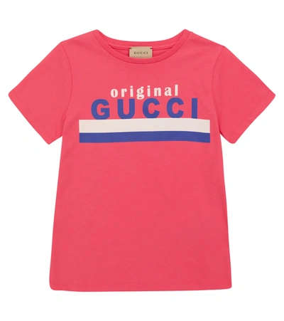 Gucci Kids' Logo Print Cotton Jersey T-shirt In Pink
