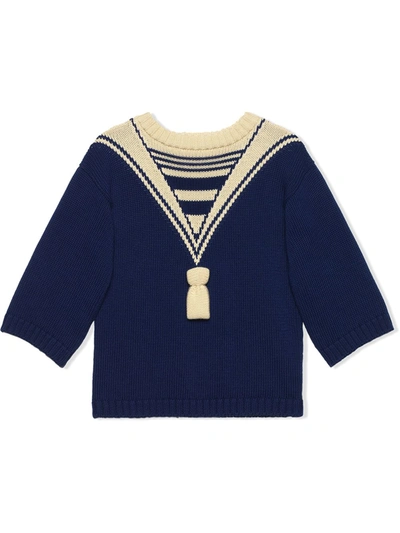 Gucci Kids' Children's Gg Knit Cotton Shirt In Blue