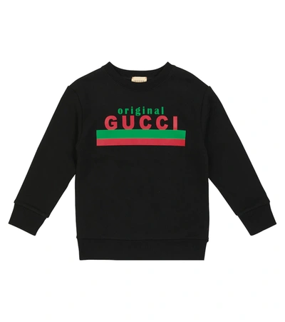 Gucci Boys Black Kids Logo-print Cotton-jersey Sweatshirt 4-10 Years 10 Years In Schwarz