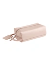 Royce New York Compact Leather Toiletry Bag In Blush Pink