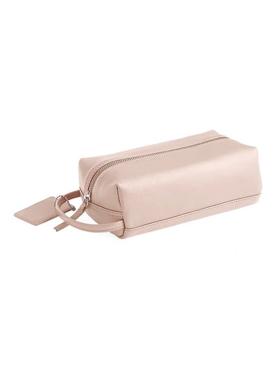Royce New York Compact Leather Toiletry Bag In Blush Pink