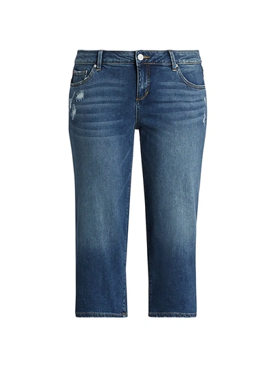 Slink Jeans, Plus Size Mid-rise Wide Cropped-leg Jeans In Mae Blue