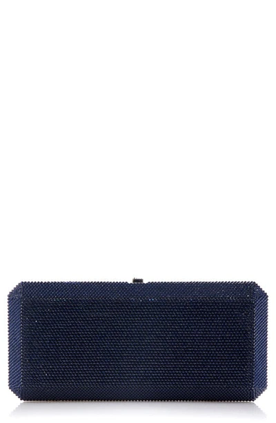 Judith Leiber Slim Rectangle Fullbead Clutch Bag In Silver Dark Indigo
