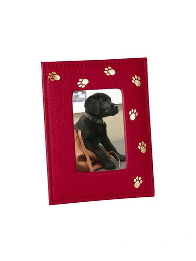 Graphic Image Paw-print Leather Frame In Red