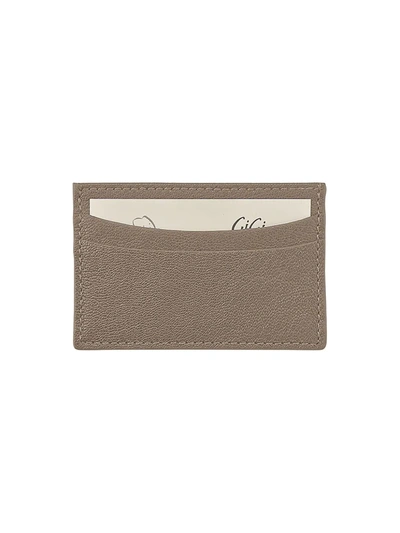 Graphic Image Slim Design Leather Card Case In Taupe