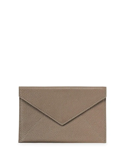 Graphic Image Medium Leather Envelope In Taupe