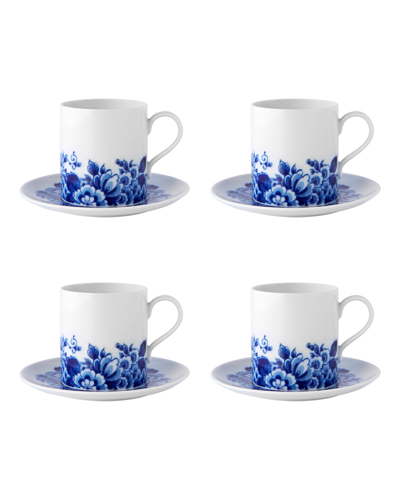 Vista Alegre Blue Ming Teacups & Saucers, Set Of Four
