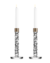 Orrefors Carat 2-piece Glass & Brass Candlestick Set In Size Large