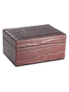 Graphic Image Small Croc-embossed Leather Box In Brown