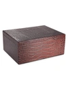 Graphic Image Large Croc-embossed Leather Box In Brown