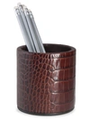 Graphic Image Croc-embossed Pencil Cup In Brown