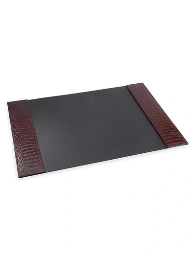 Graphic Image Croc-embossed Leather Desk Blotter In Brown