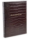 Graphic Image Croc-embossed Tabbed Leather Wine Dossier In Brown