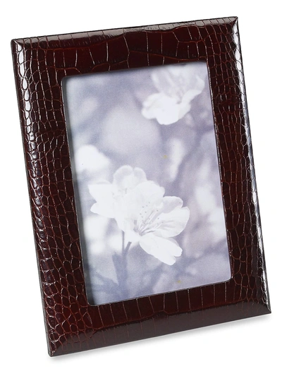 Graphic Image Croc-embossed Leather Picture Frame In Brown