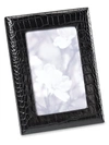 Graphic Image Croc-embossed Leather Picture Frame In Black