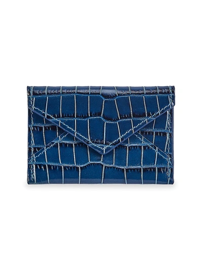 Graphic Image Gemstone Mini Croc-embossed Leather Envelope Pouch In Sapphire