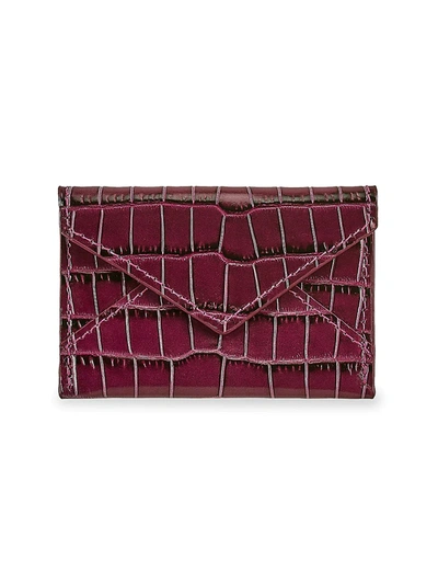 Graphic Image Gemstone Mini Croc-embossed Leather Envelope Pouch In Ruby