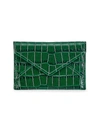 Graphic Image Gemstone Mini Croc-embossed Leather Envelope Pouch In Emerald